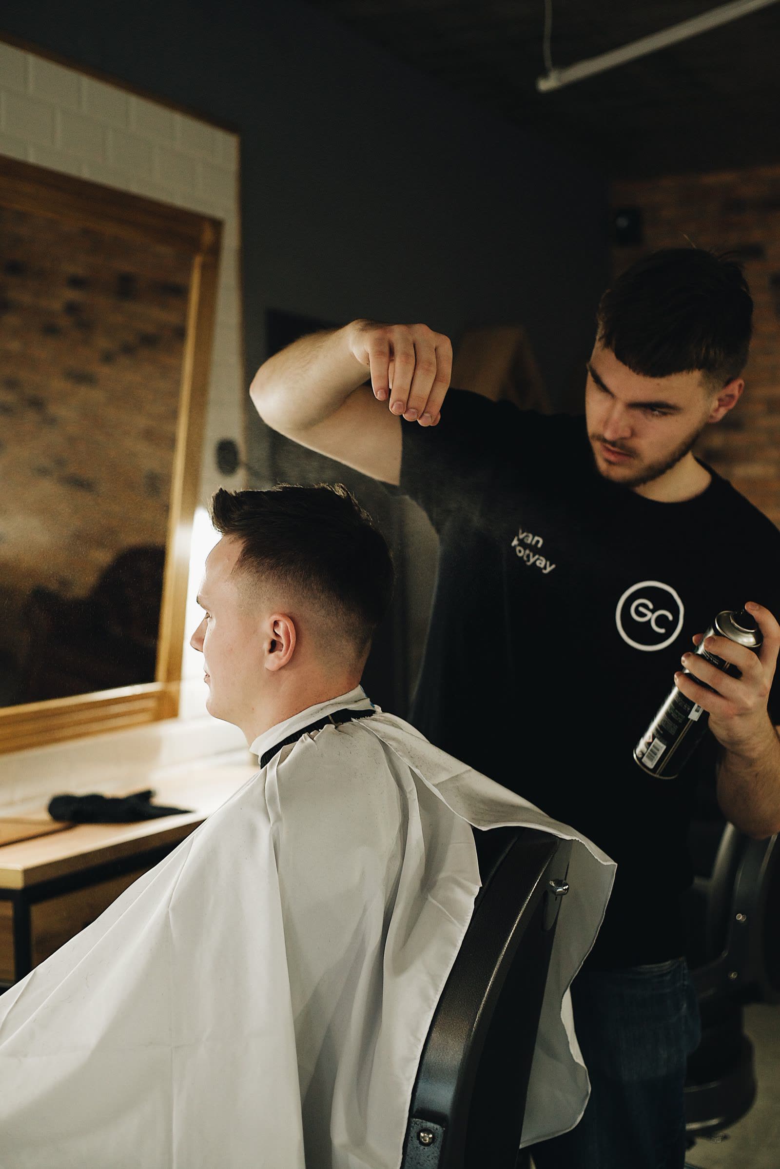 Sharply styled men's haircut