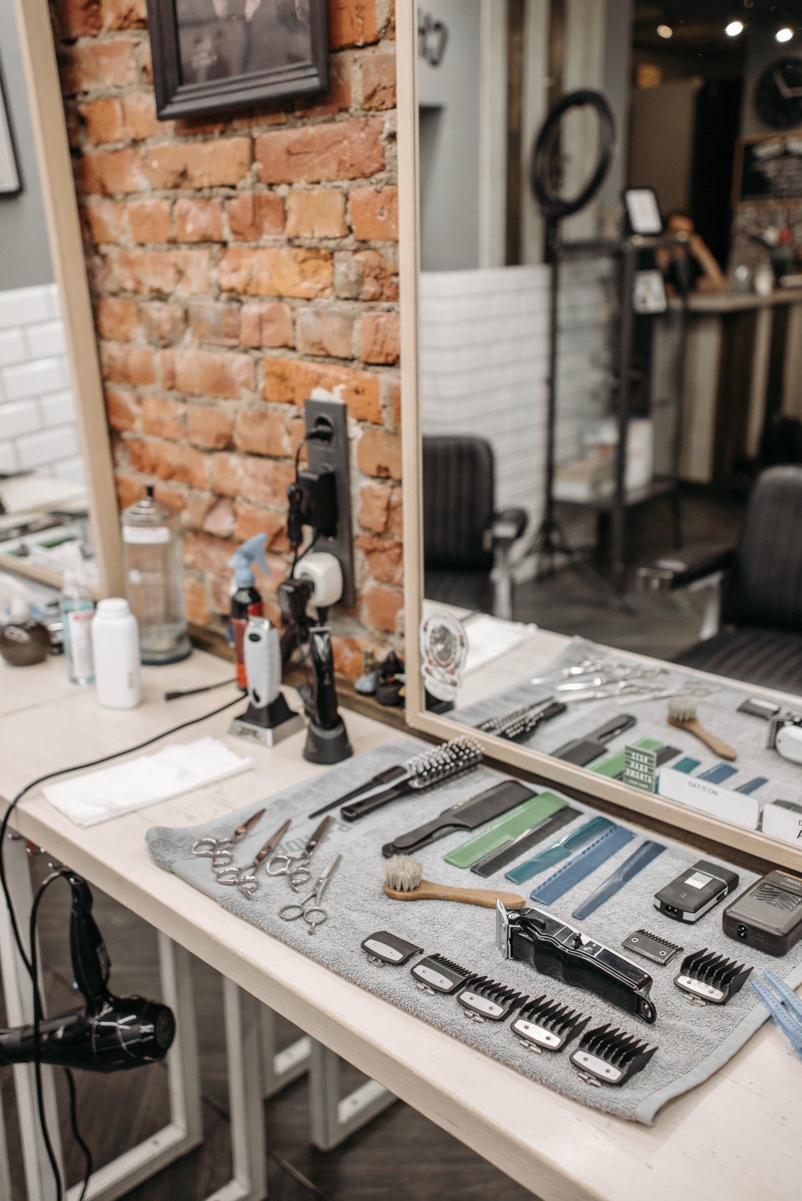 Barber tools: scissors, clippers and comb