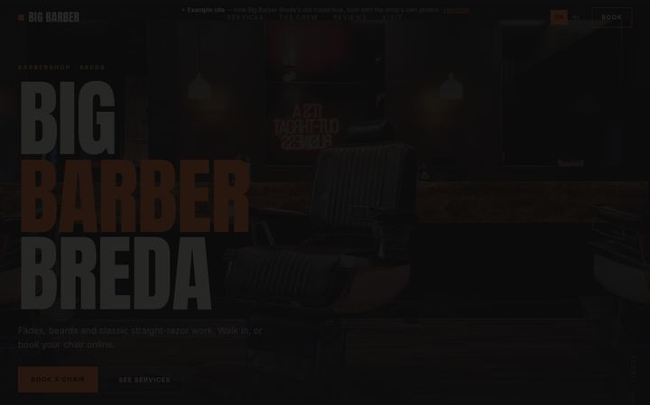 Voorbeeldsite Big Barber — Groei-niveau barbershop