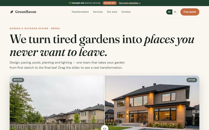 Voorbeeldsite GreenHaven — tuin & landscaping