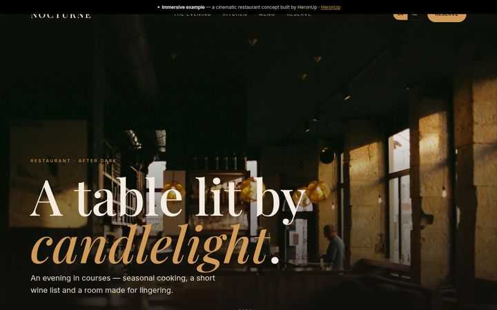 NOCTURNE — immersive restaurant scroll-demo