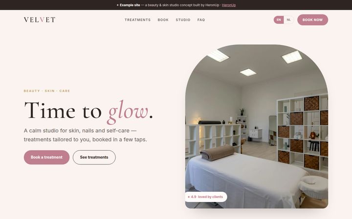 VELVET — beauty & skin studio voorbeeldsite