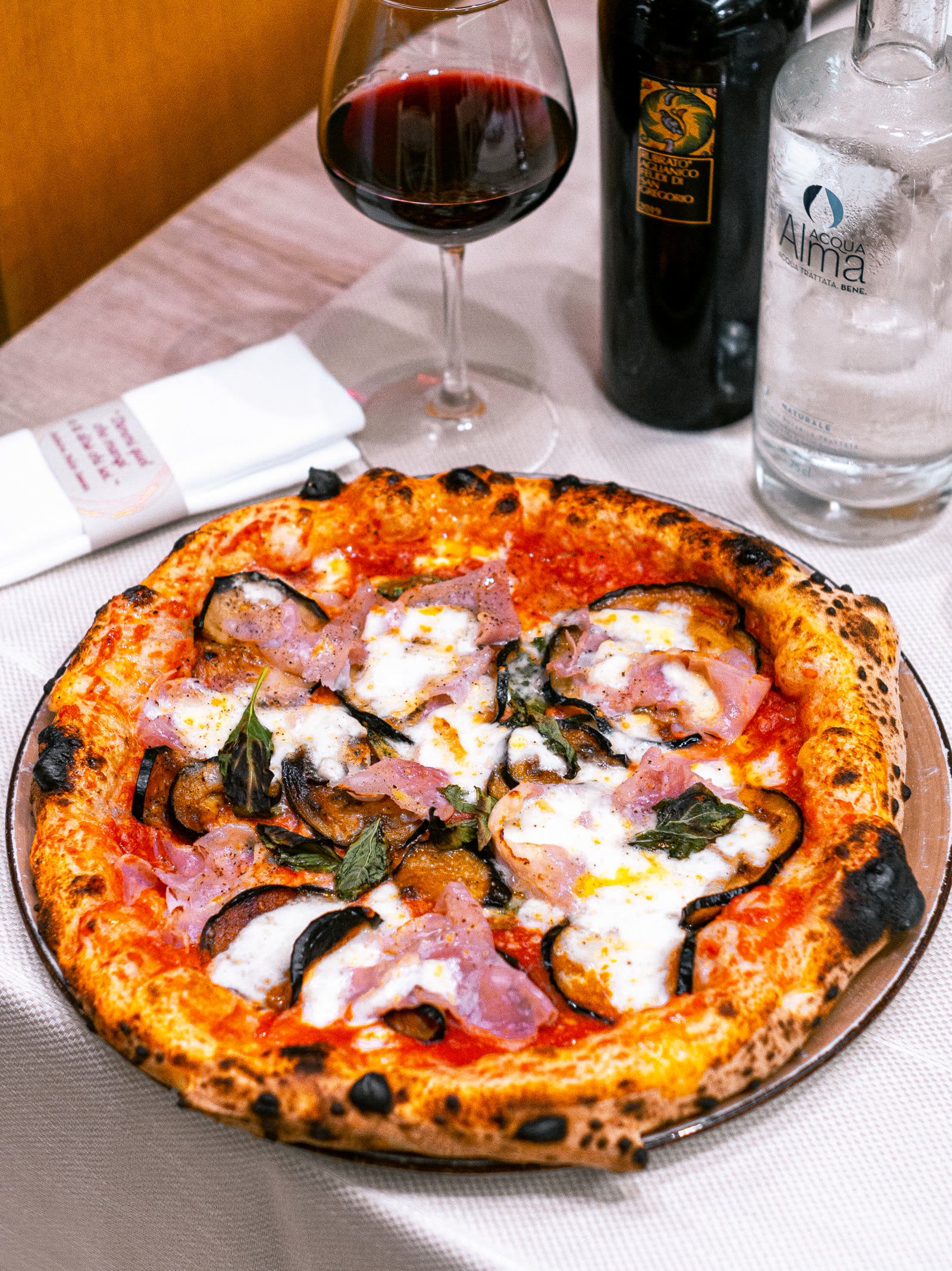 Pizza Diavola from the wood-fired oven